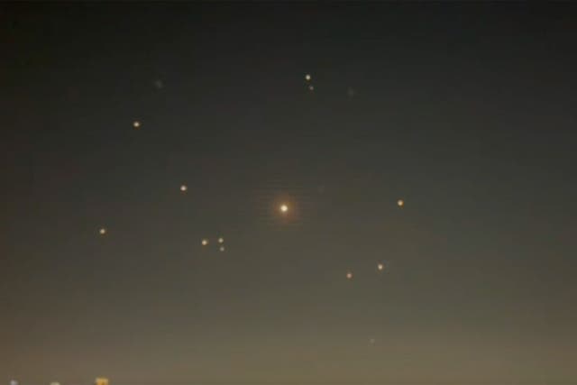 <p>The sky over Doha, Qatar as Qatar air defences intercept attack on US base from Iraq</p>