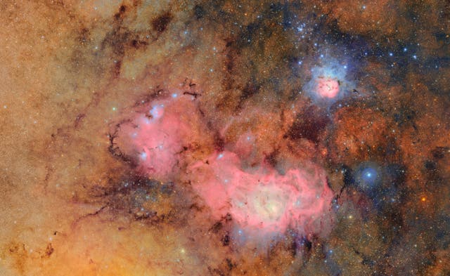 <p>This image  of the Trifid and Lagoon nebulas combines 678 separate images taken by the Vera C. Rubin Observatory in just over seven hours of observing time. The observatory’s first images were released on Monday, previewing a decade of ground-breaking obseravtions</p>