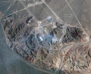 This satellite picture by Planet Labs PBC on 22 June 2025 shows Iran's underground nuclear enrichment site at Fordo following US airstrikes targeting the facility