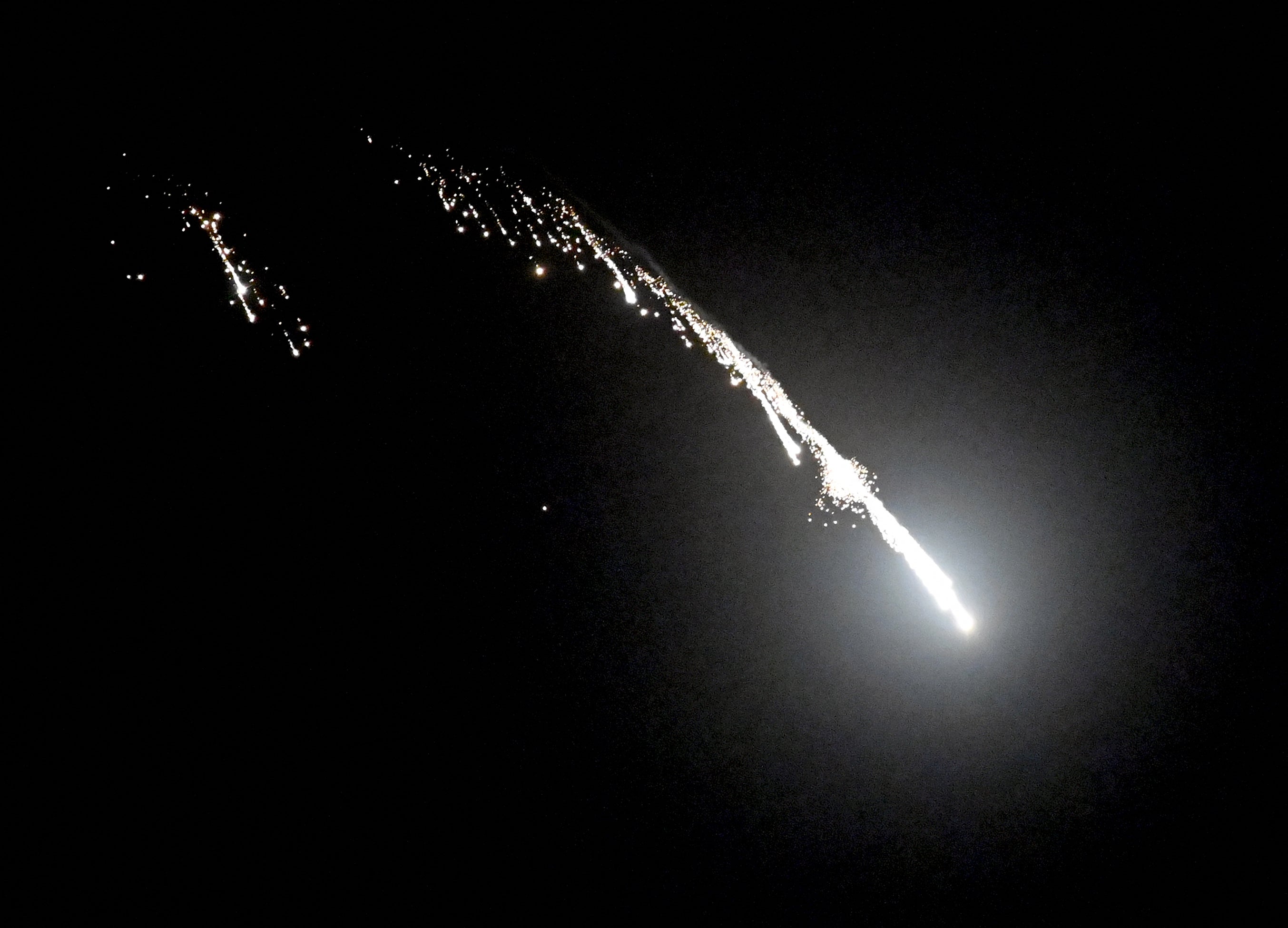 A Russian drone is shot down by Ukrainian air defences during a night strike on Kyiv on 23 June 2025, amid the Russian invasion of Ukraine