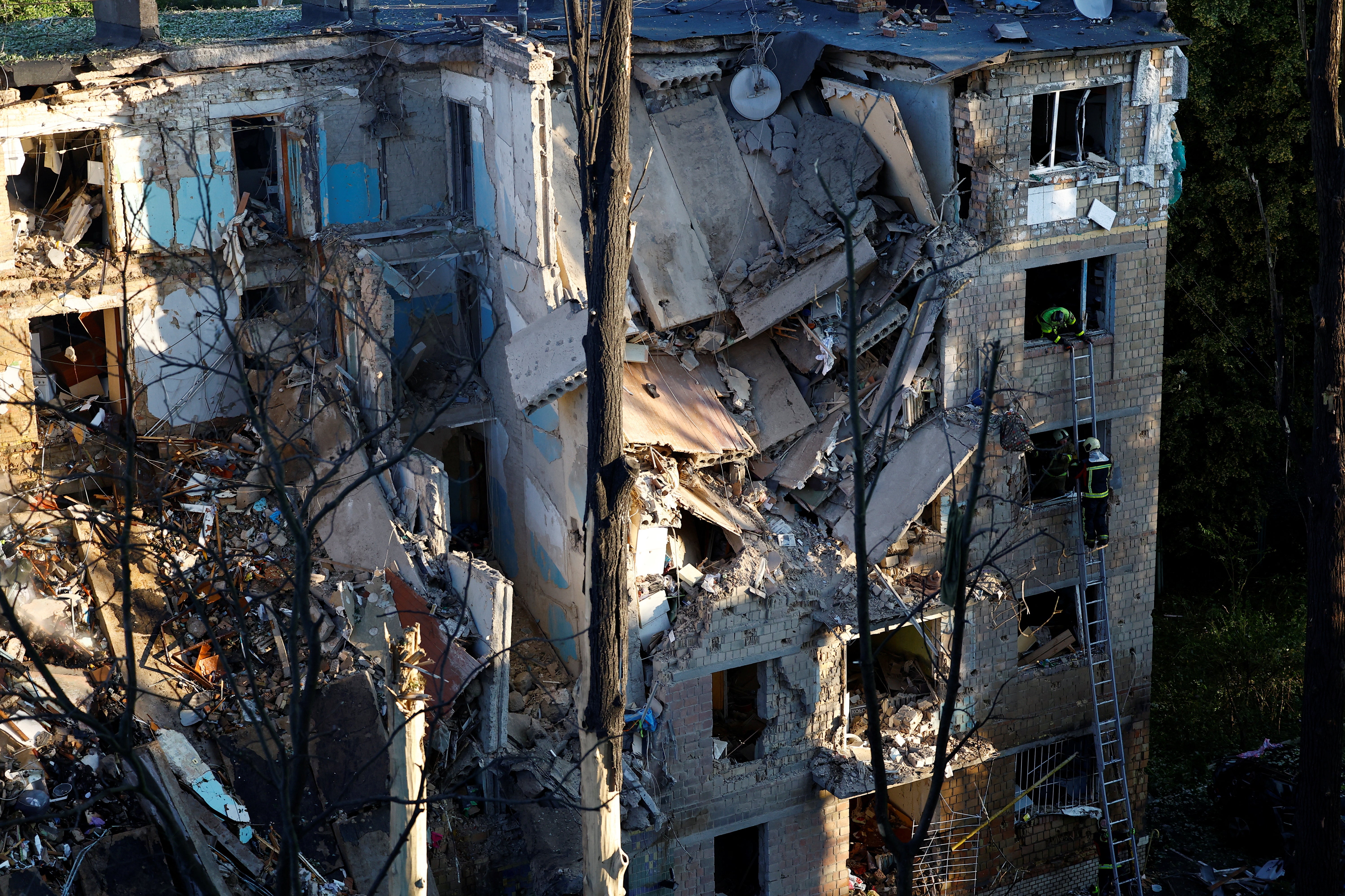 Aftermath of a Russian drone and missile attack in Kyiv