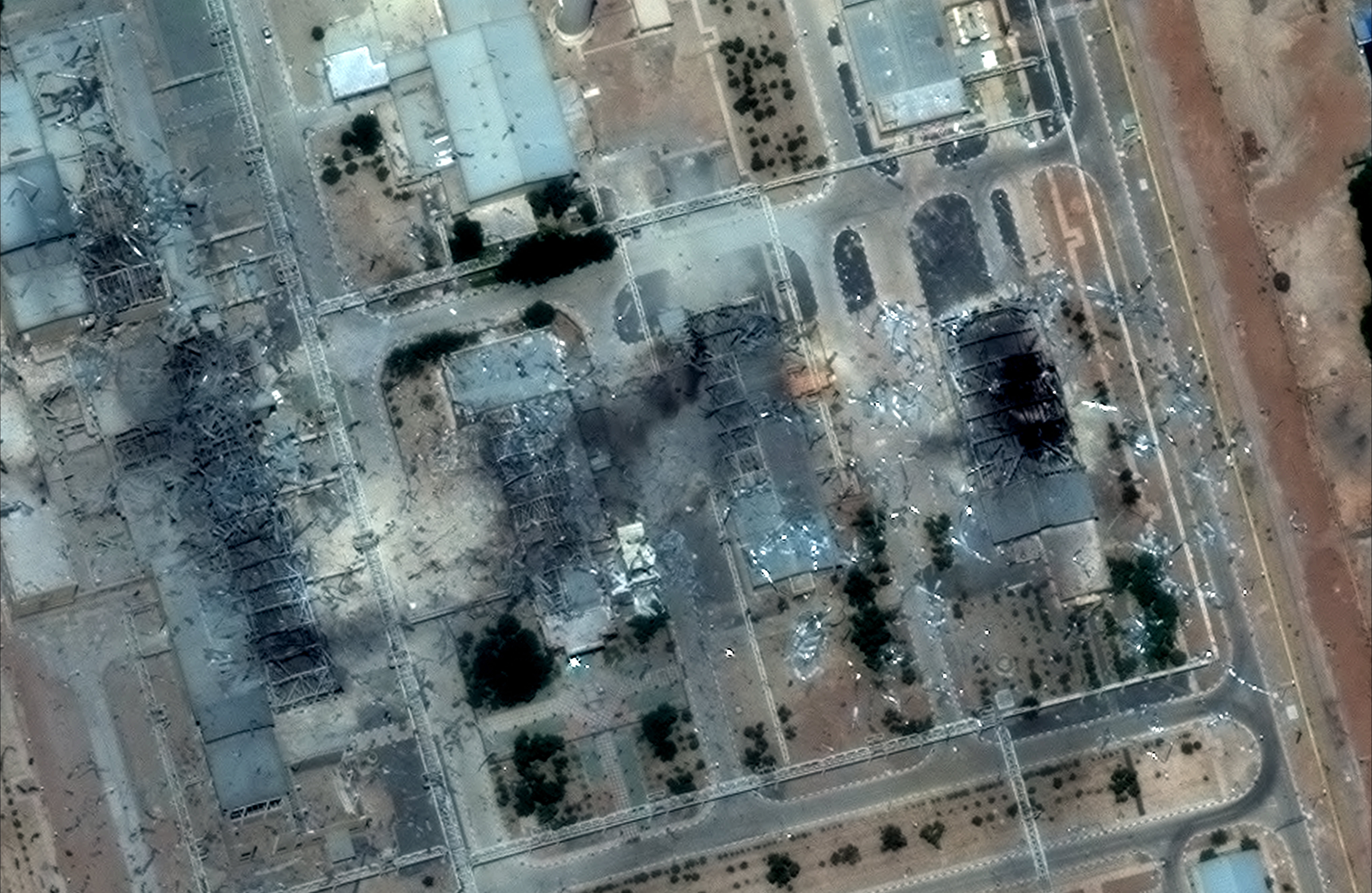 Satellite image of damage after the US attack on the Isfahan Nuclear Technology and Research Centre