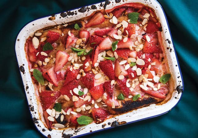 <p>A quick twist on a classic trifle – sponge fingers, caramelised strawberries and a zing of lemon under the grill</p>