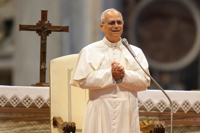 <p>Pope Leo XIV leads a meditation with the participants into the Jubilee of Seminarists in St. Peter's Basilica at the Vatican</p>
