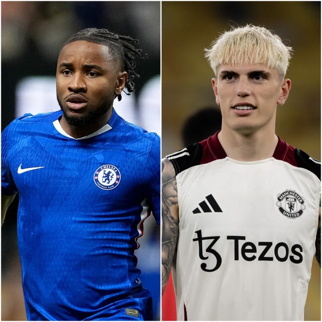 <p>A swap deal between Alejandro Garnacho (right) and Christopher Nkunku is being touted</p>