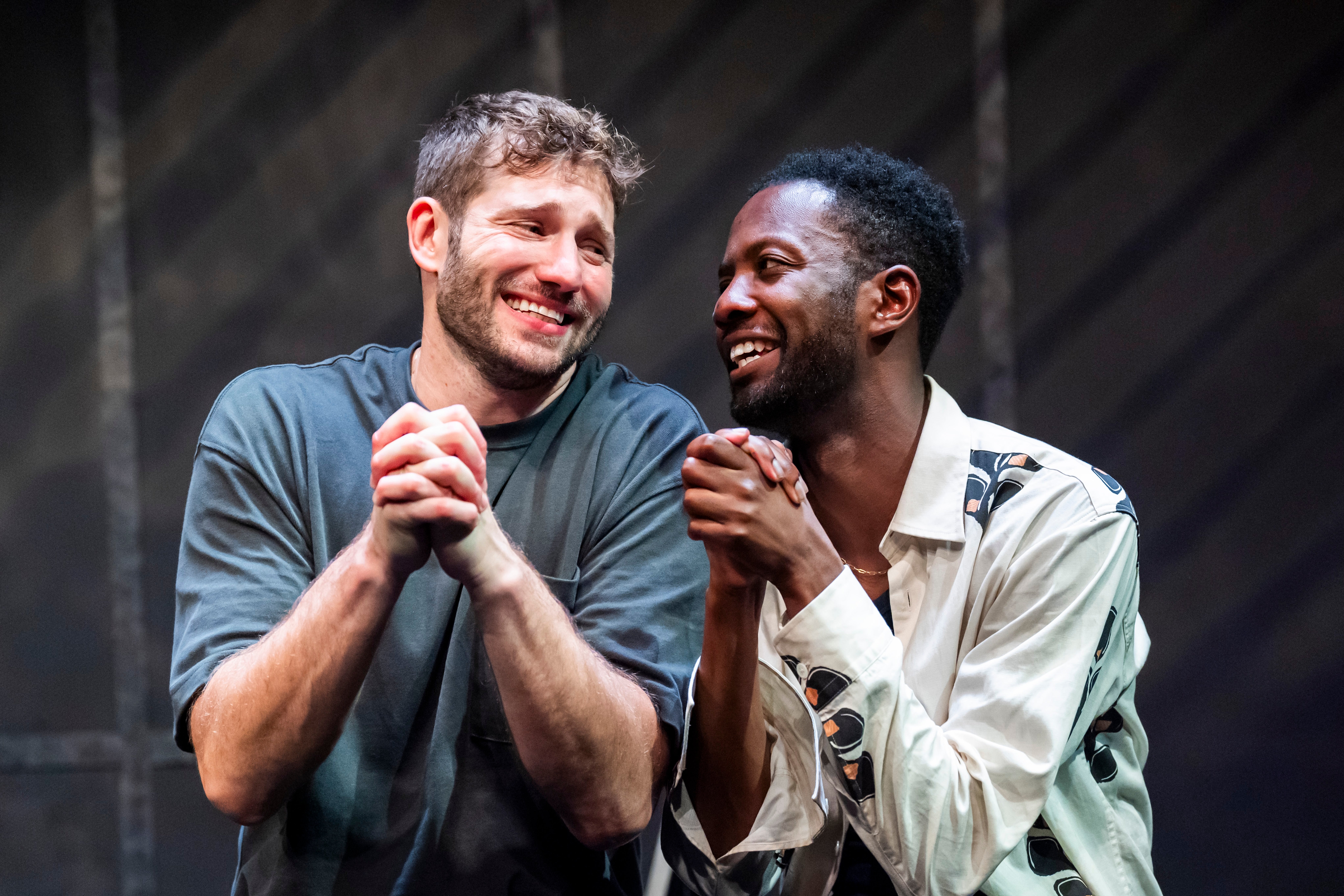 Omari Douglas (right) plays Jesse, a self-hating Black playwright