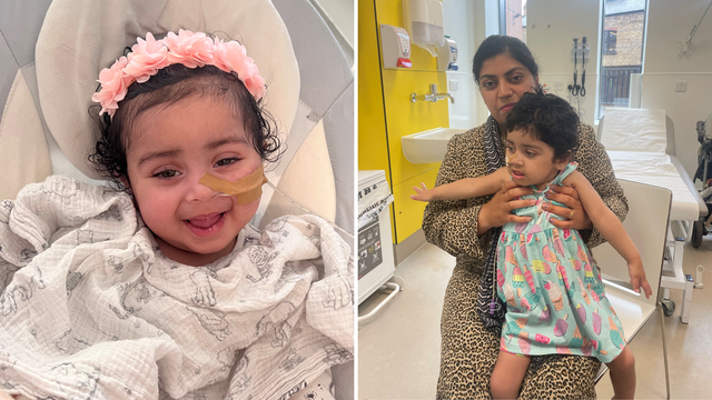 <p>Three-year-old Gunreet Kaur, with her mother Sandeep Kaur (right), who is affected by a life-threatening condition and is the youngest person in the UK to receive a groundbreaking gene therapy</p>