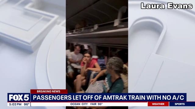 <p>Amtrak passengers were filmed sweltering on a train stuck in a Baltimore tunnel for over an hour during heatwaves that have hit the East Coast</p>