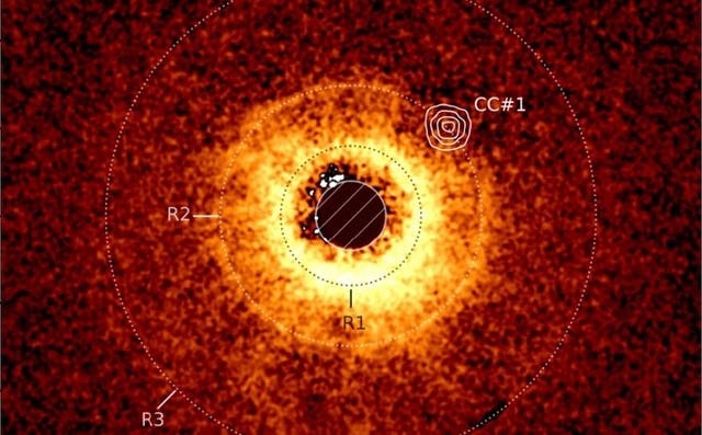 <p>Researchers say NASA’s James Webb Space Telescope just snapped its first-ever image of an exoplanet. It was found in the debris disk of TWA 7, a young star</p>