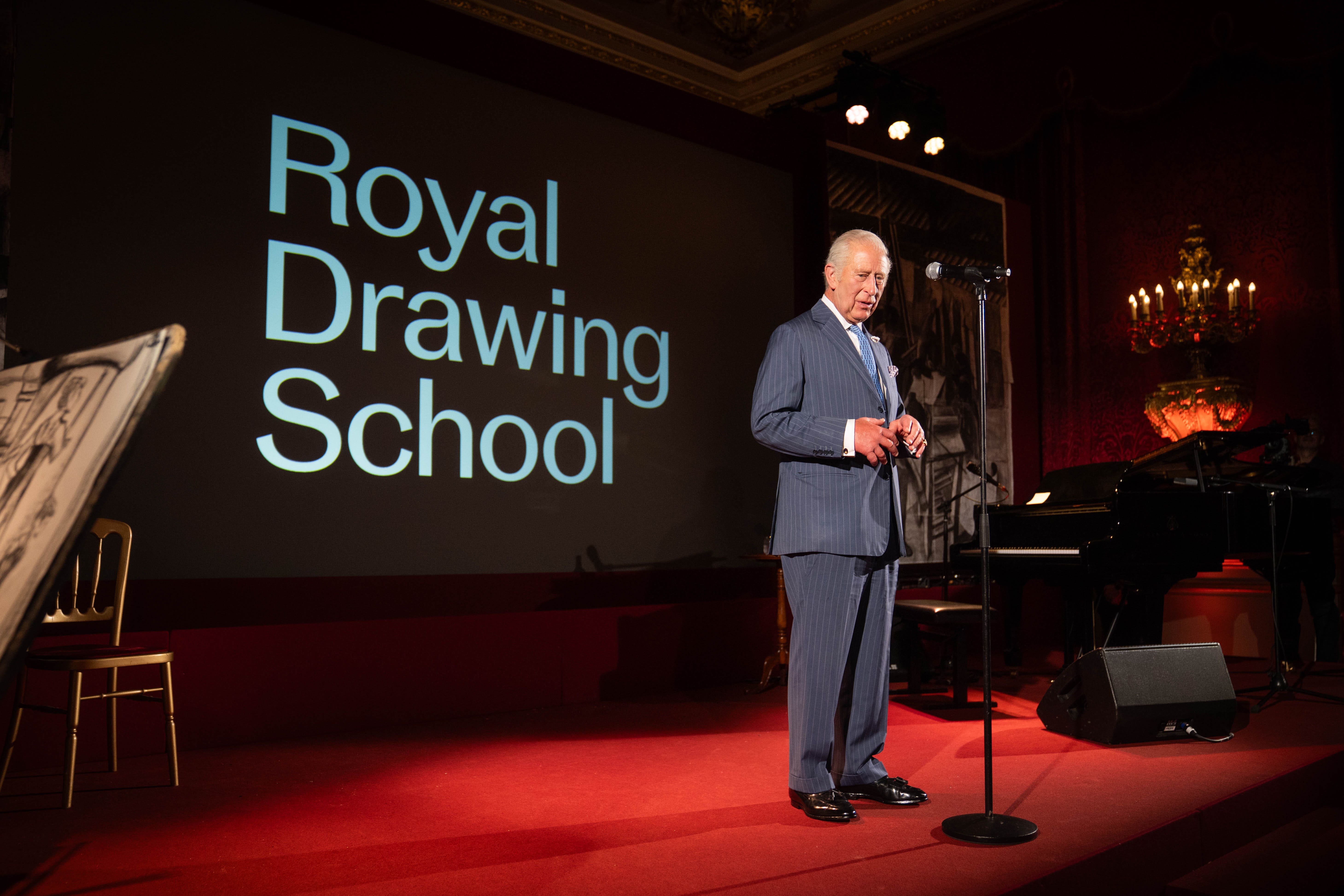 King Charles makes a speech during a reception to celebrate 25 years of the Royal Drawing School (James Manning/PA)