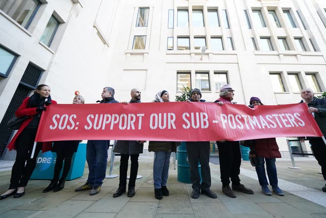 Protesters outside the Post Office Horizon IT inquiry (PA)