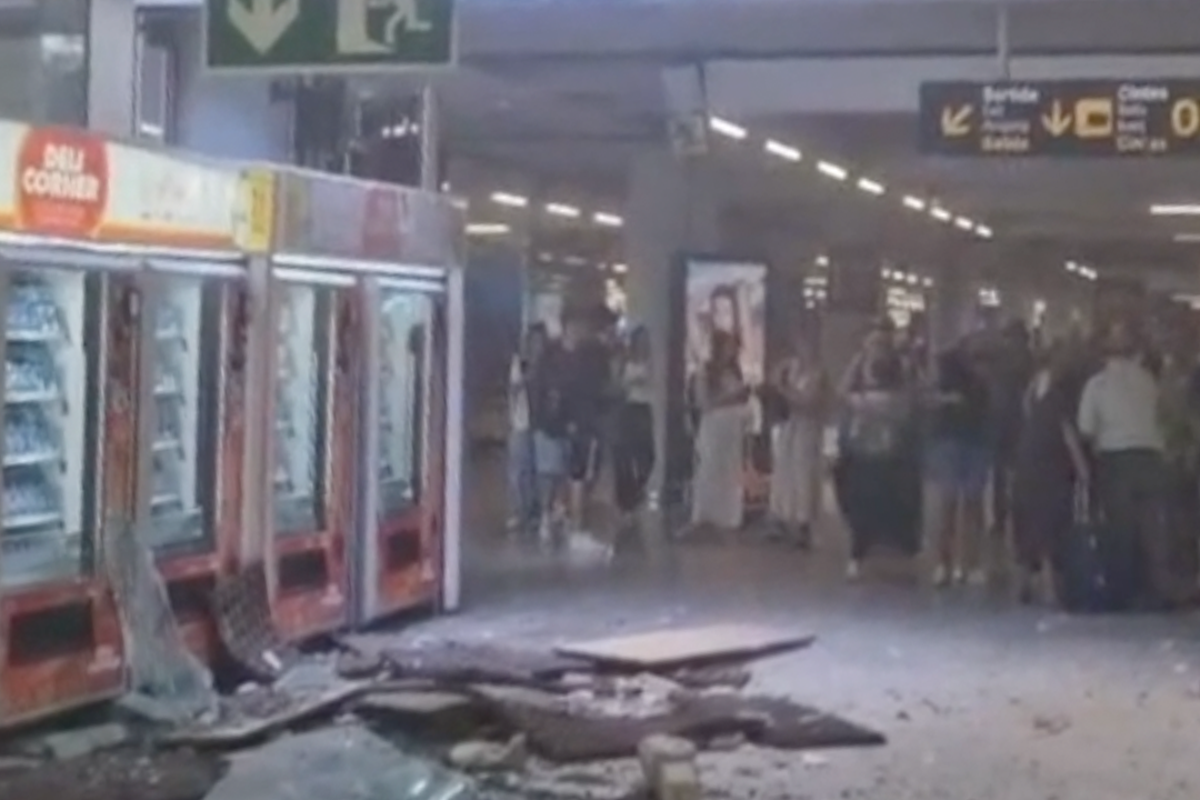 Watch: Glass roof collapses onto busy arrivals hall at Majorca airport