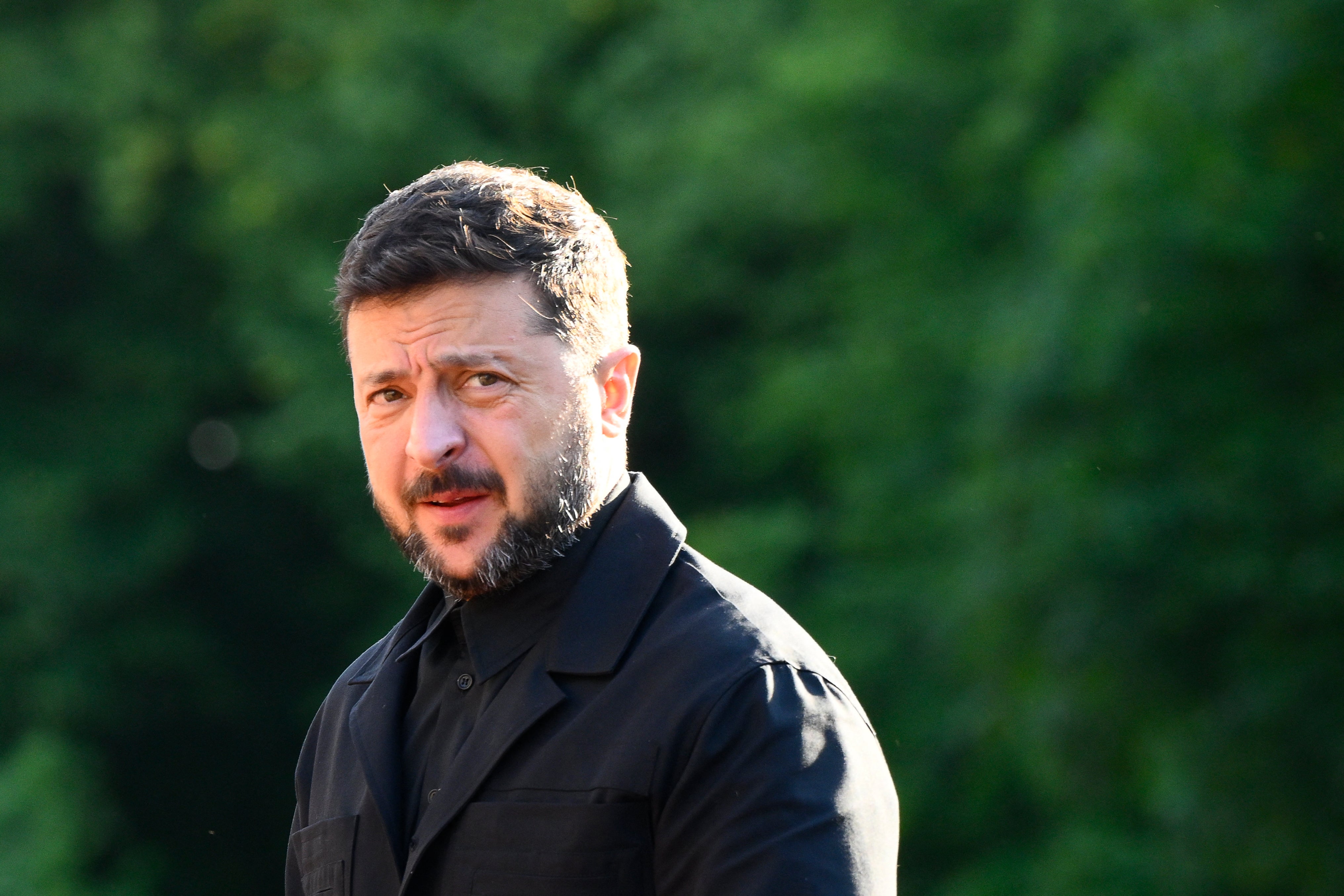 <p>Ukrainian President Volodymyr Zelensky arrives for a social dinner at the 'Huis ten Bosch' Royal Palace during a North Atlantic Treaty Organization (NATO) Heads of State and Government summit in The Hague, on June 24, 2025</p>