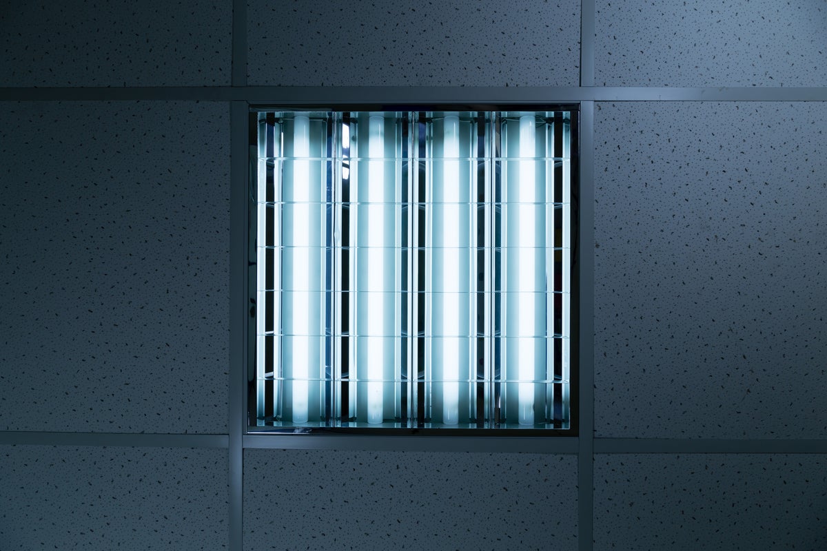 Indoor solar panel generates electricity from fluorescent lightbulbs