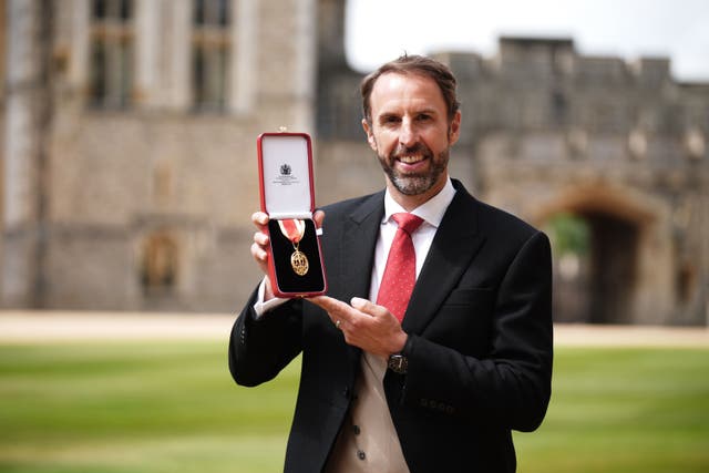 <p>Sir Gareth Southgate received his knighthood at Windsor Castle (James Manning/PA)</p>