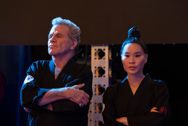 <p>Martin Kove (left) has said he 'deeply regrets' his behavior toward co-star Alicia Hannah-Kim (right)</p>
