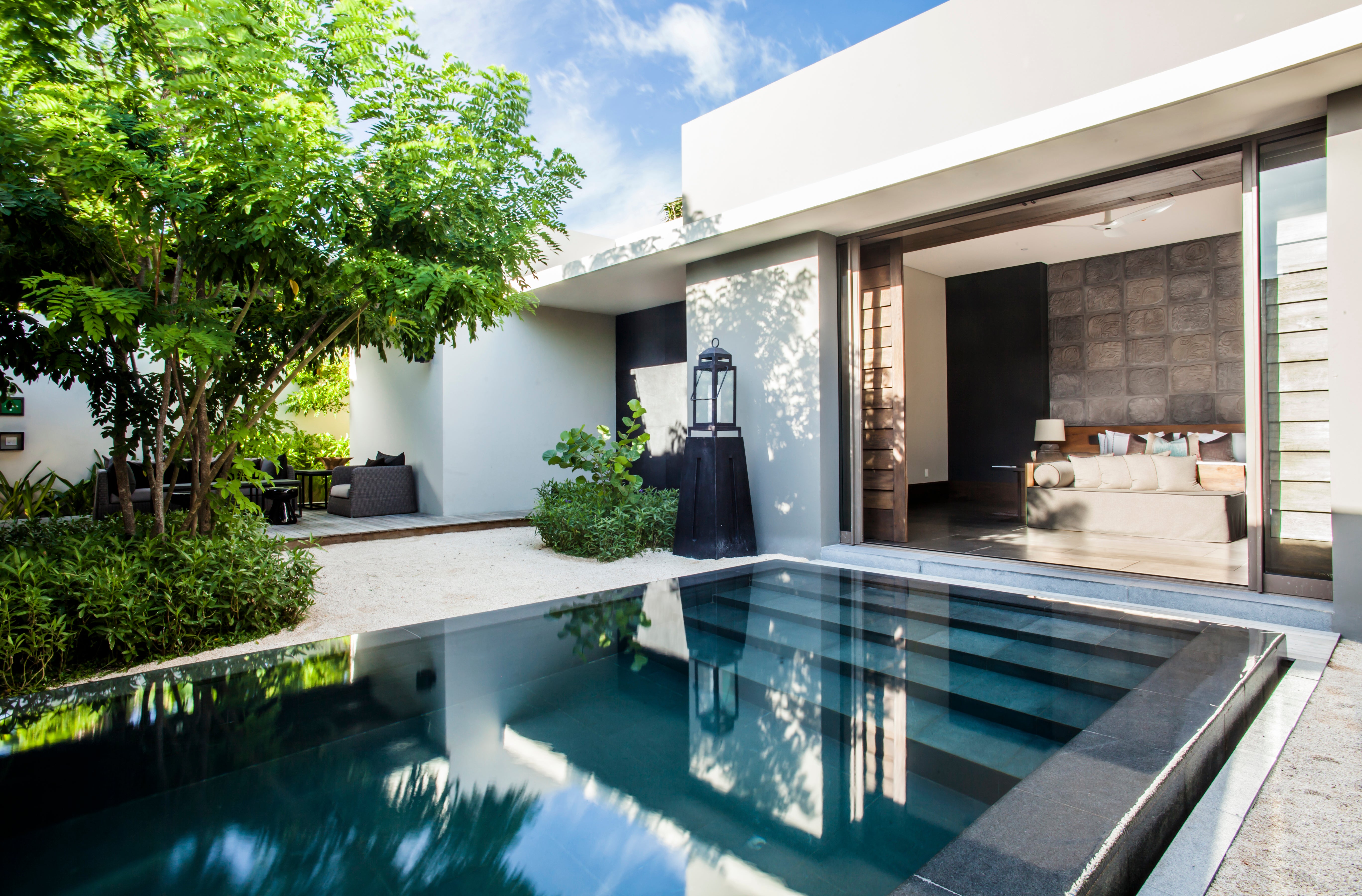 Private villas with infinity pools can be found at Nizuc
