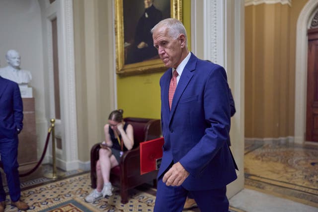 <p>Sen. Thom Tillis (R-NC) faced criticism from President Donald Trump for his decision to oppose the Republican megabill</p>