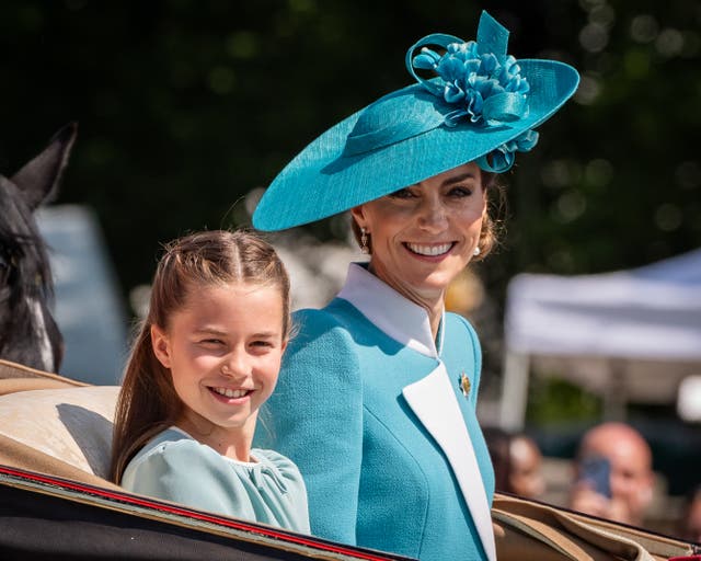 <p>The Princess of Wales and Princess Charlotte matched for the Trooping the Colour last week (Aaron Chown/PA)</p>