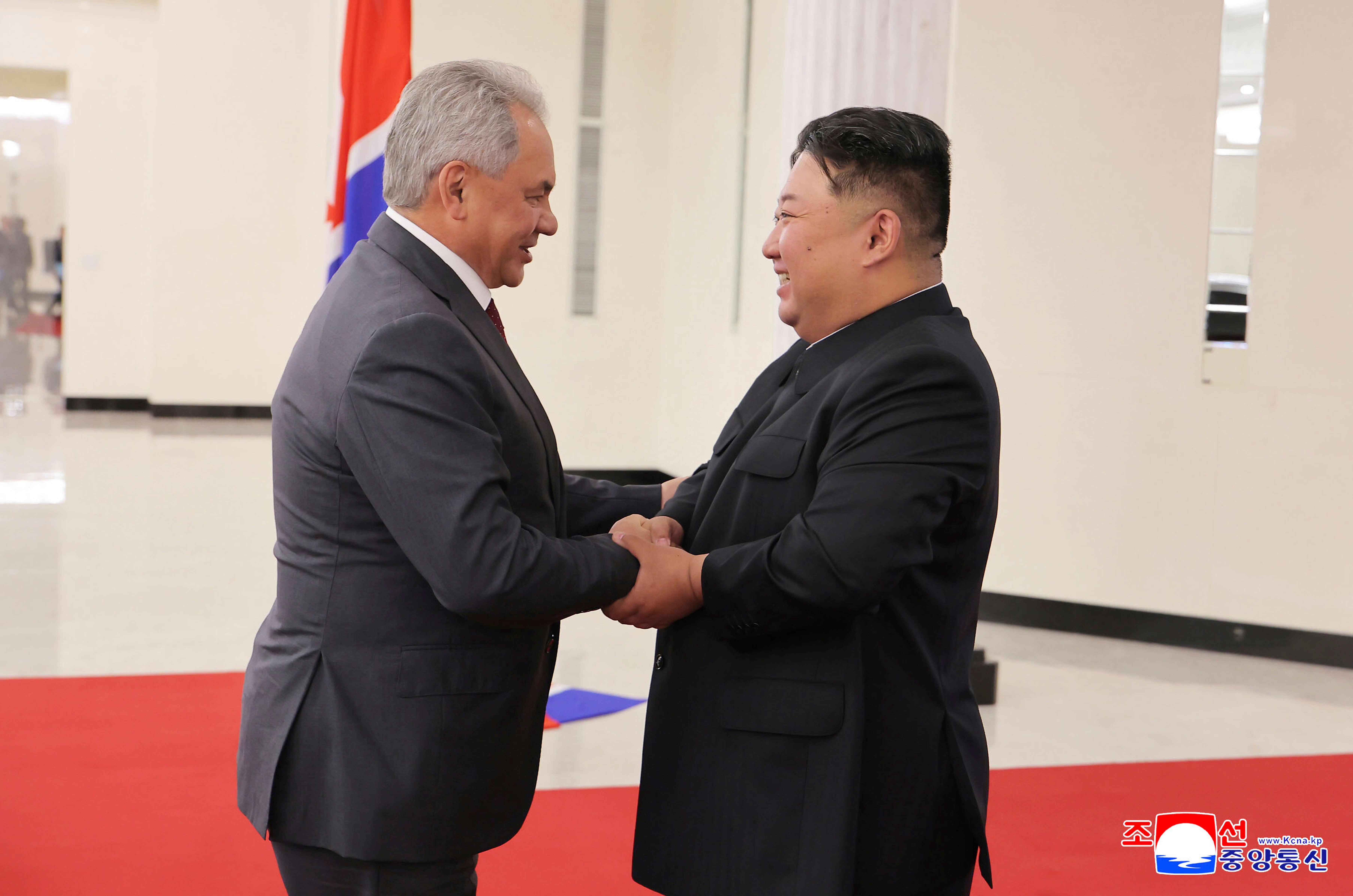 North Korean leader Kim Jong Un, pictured with Russian Security Council Secretary Sergei Shoigu, has been providing Vladimir Putin with support for the war