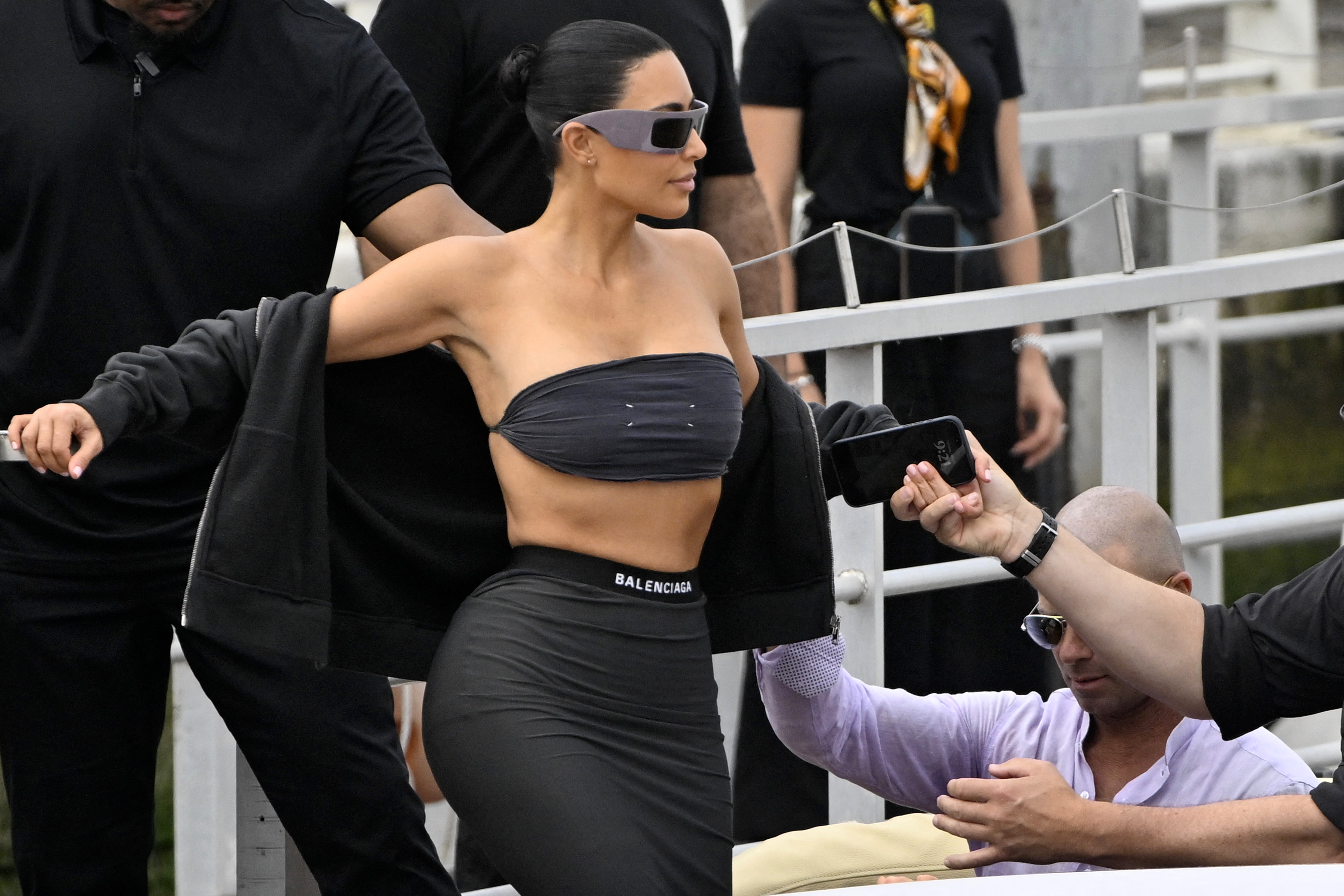 Kim Kardashian arrives in style in full Balenciaga