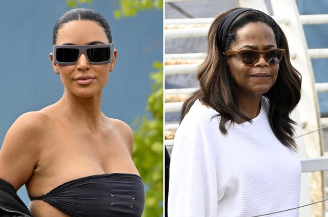 <p>Kim Kardashian (izquierda) llegó vestida de Balenciaga, mientras que Oprah Winfrey (derecha) llegó con un conjunto blanco </p>