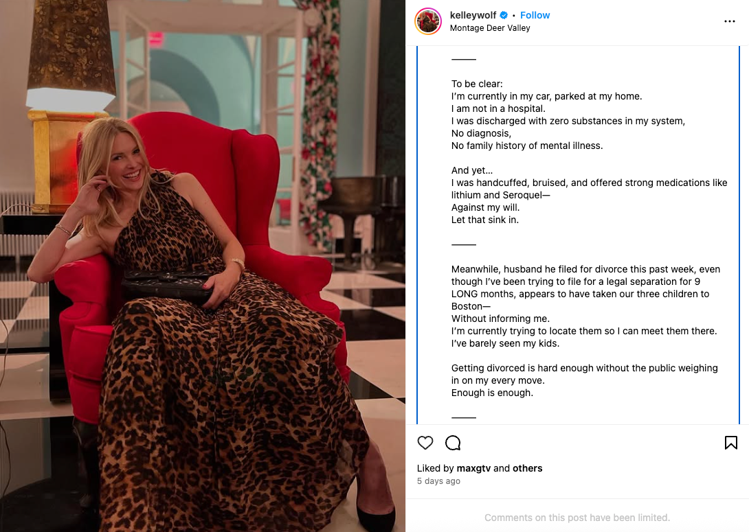 Kelley Wolf shared an update on Instagram, saying that she had been discharged from the hospital