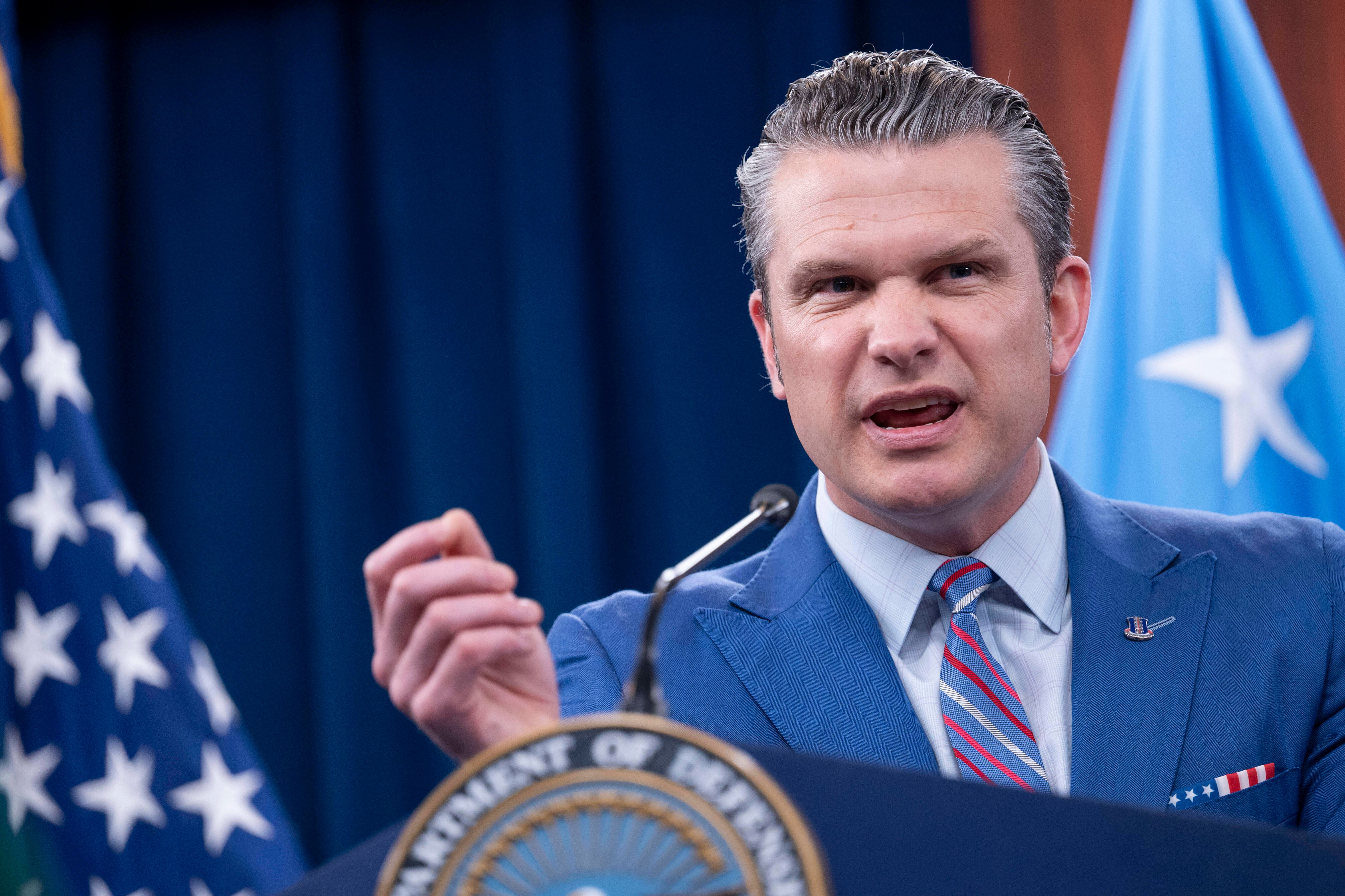 Defense Secretary Pete Hegseth speaks during a news conference at the Pentagon, Thursday, June 26, 2025 in Washington