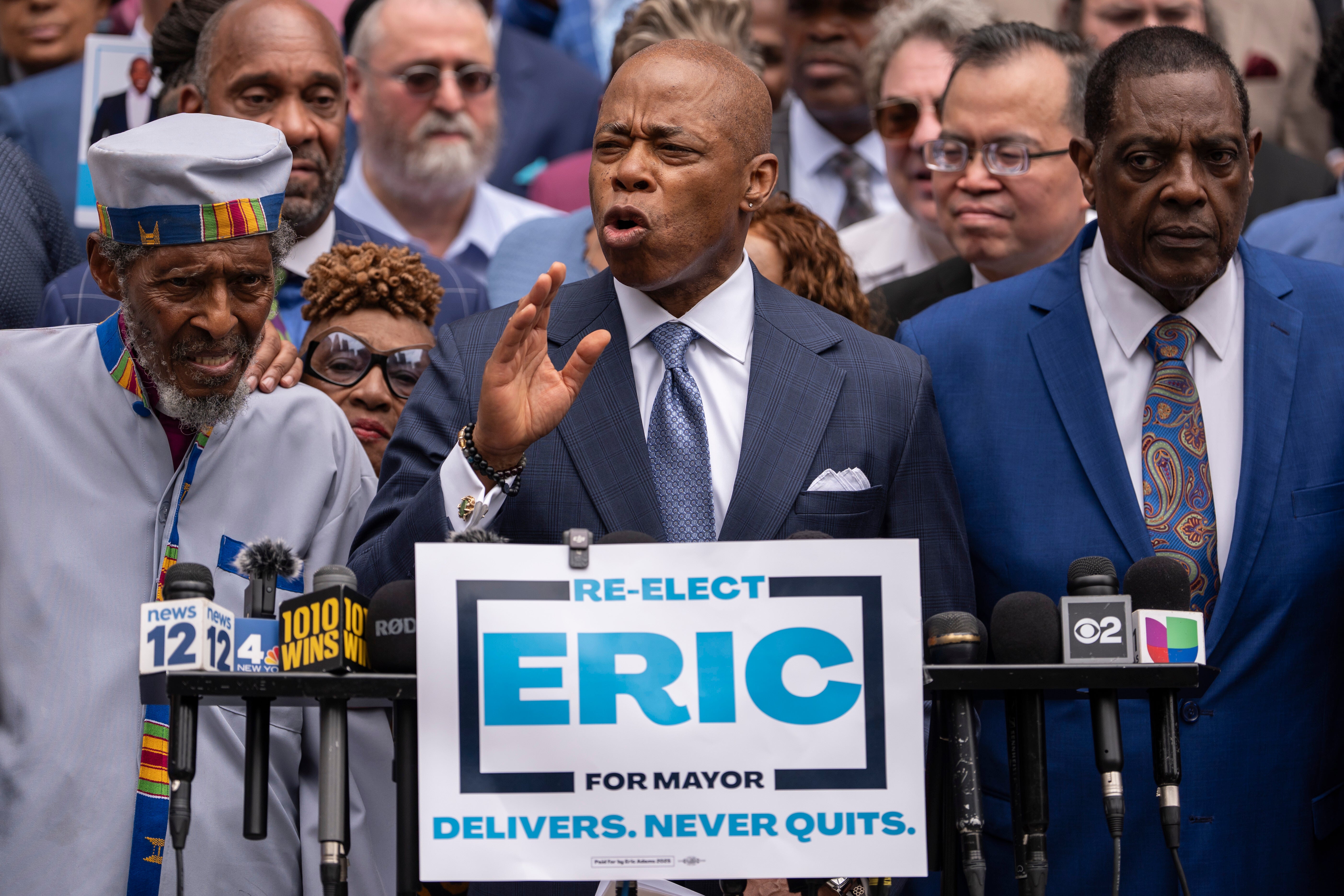 New York City Mayor Eric Adams launches his re-election campaign at City Hall on Thursday June 26 2025