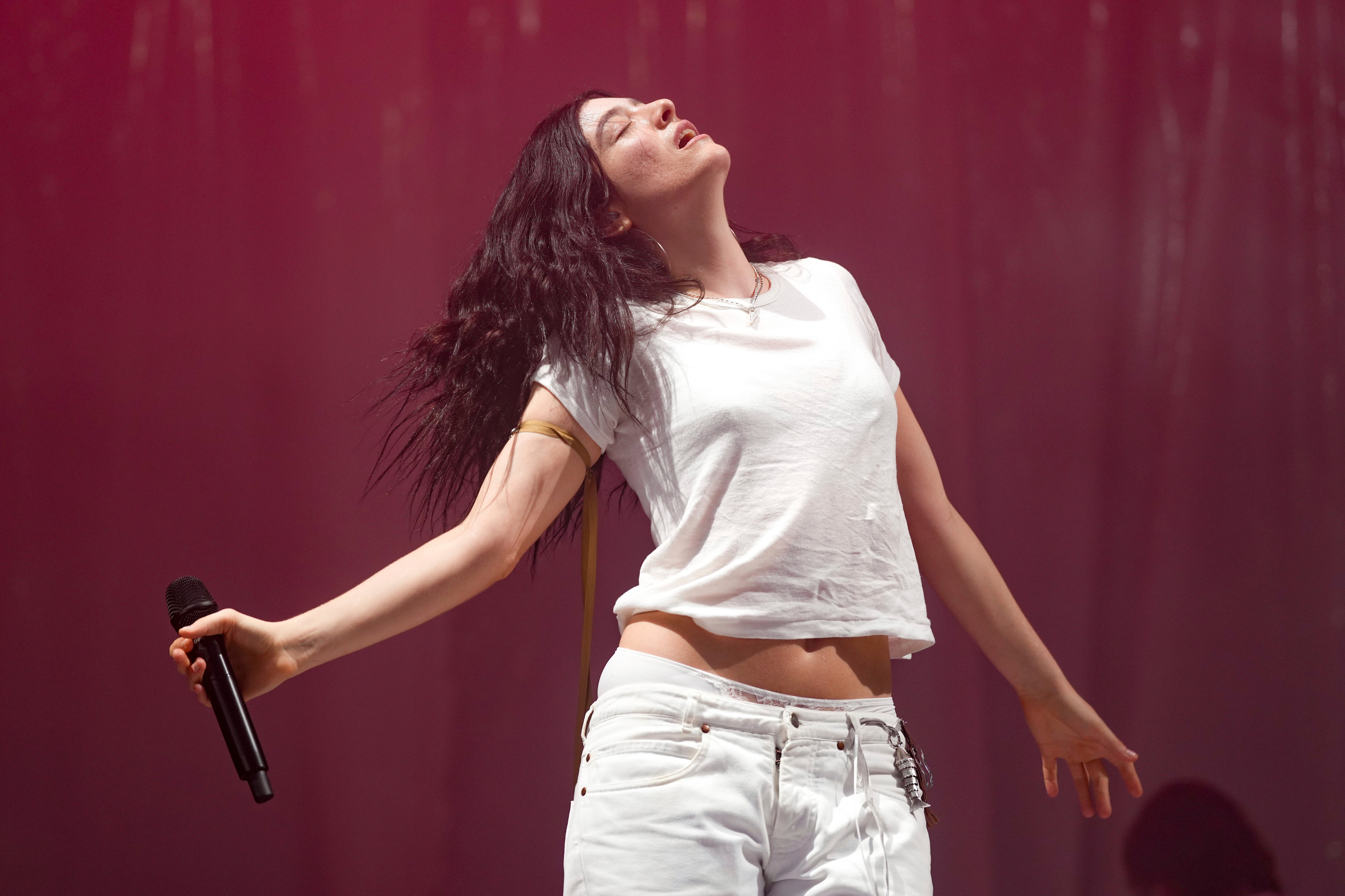 Lorde performing during her surprise set at Glastonbury Festival
