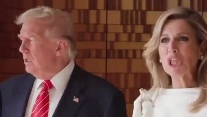 <p>Dutch queen appears to pull face at camera while meeting Trump</p>