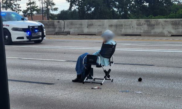 <p>A 64-year-old woman in Texas sitting in a lawn chair on a highway. The woman was armed and was expressing suicidal ideas, according to the Harris County Sheriff's Office. Her actions prompted an hours-long standoff that ended peacefully when she surrendered</p>