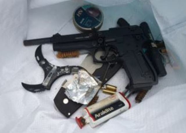 <p>Weapon and associated items recovered by police from a gun gang which manufactured and sold "assassination kits" to the criminal underworld</p>