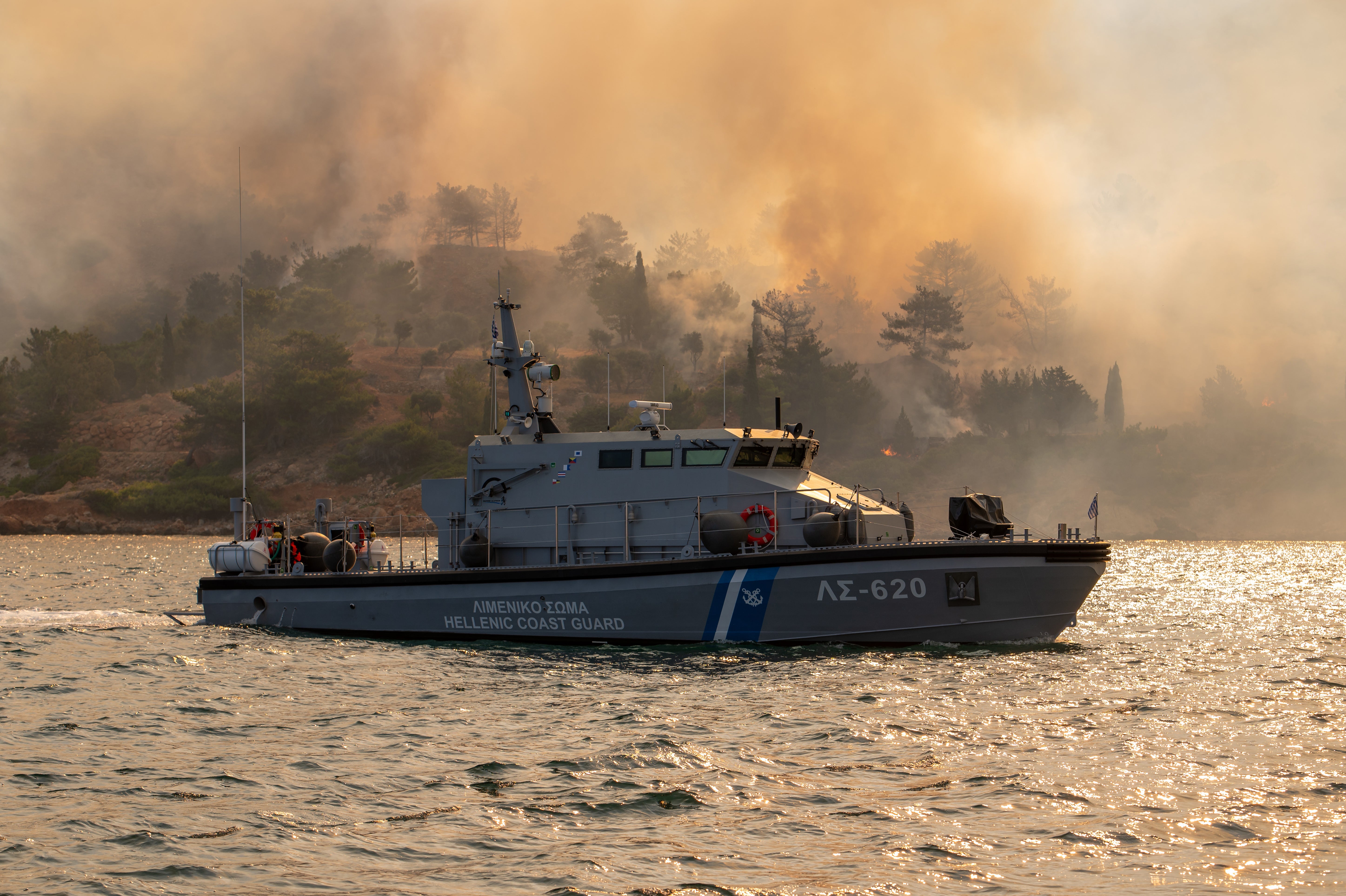 A wildfire continues to burn forest land on Chios Island, Greece, 24 June 2025
