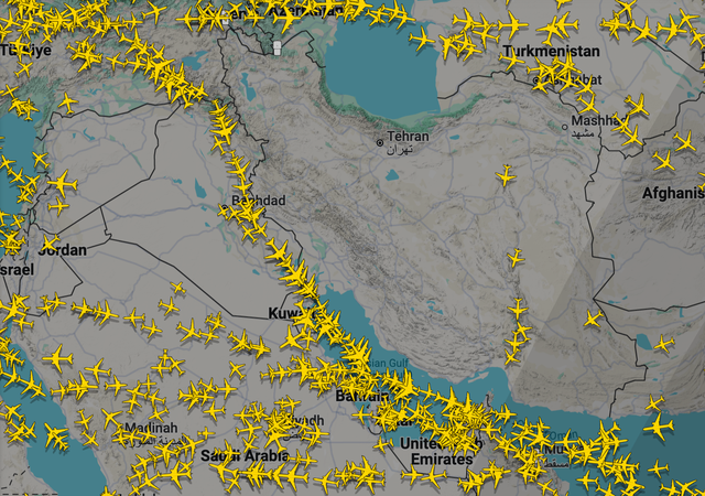 <p>Space invaders: Flightpaths over Iran and Iraq</p>