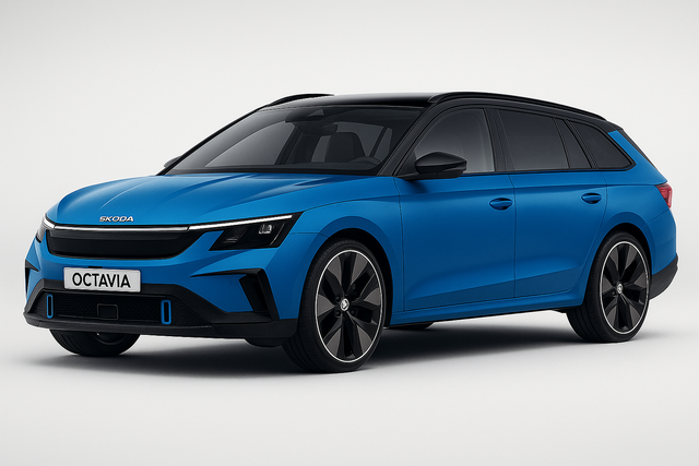 <p>Our rendering shows how a new 'Modern Solid' all-electric Skoda Octavia could look</p>