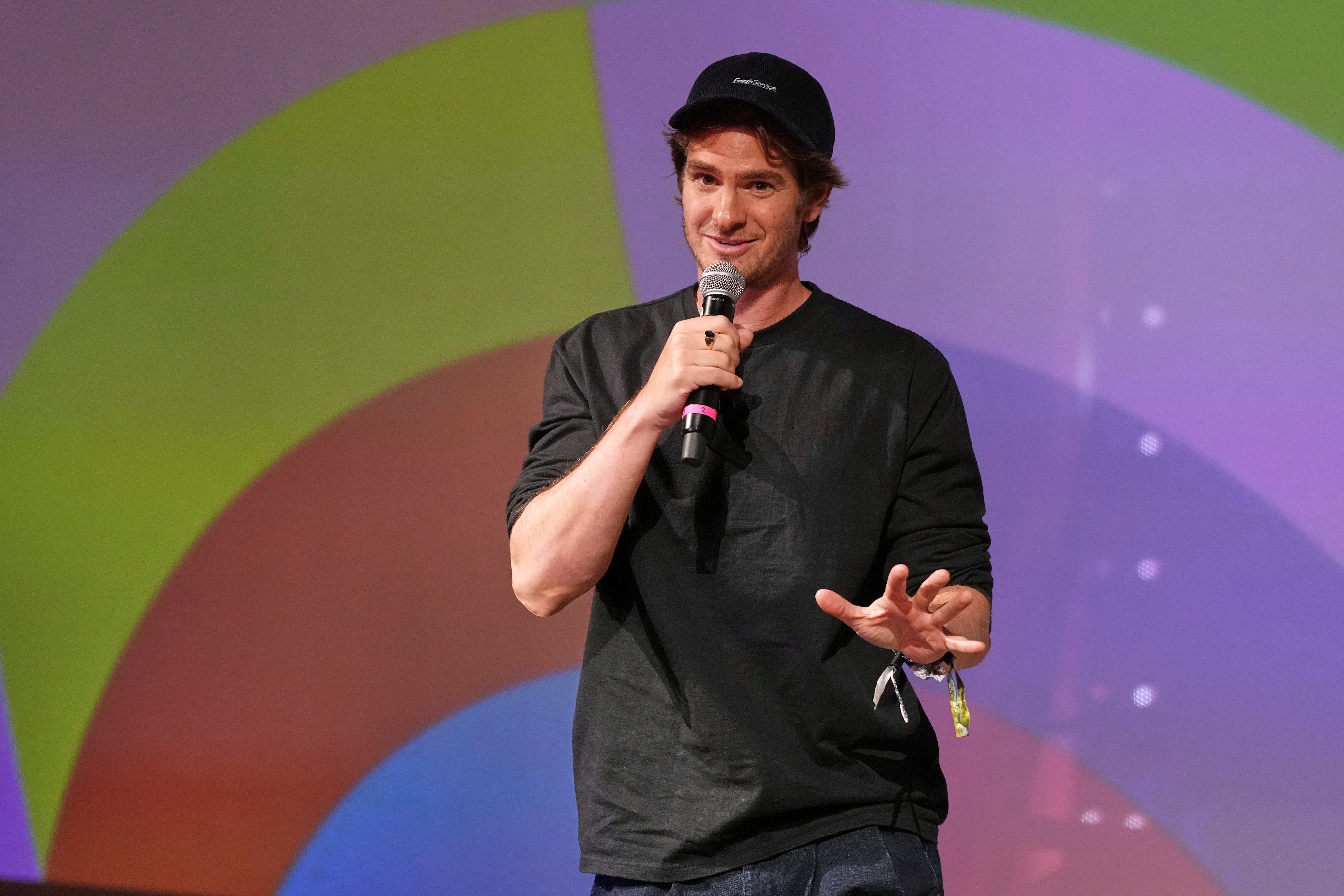 <p>Andrew Garfield at Glastonbury 2025</p>