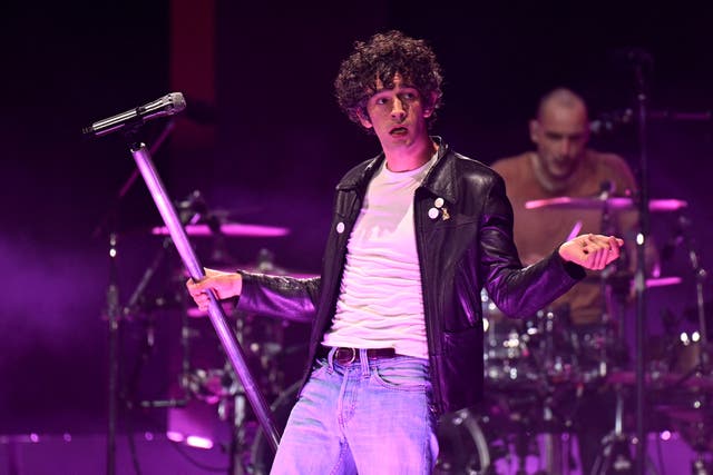 <p>Matt Healy during The 1975's Glastonbury headline set</p>