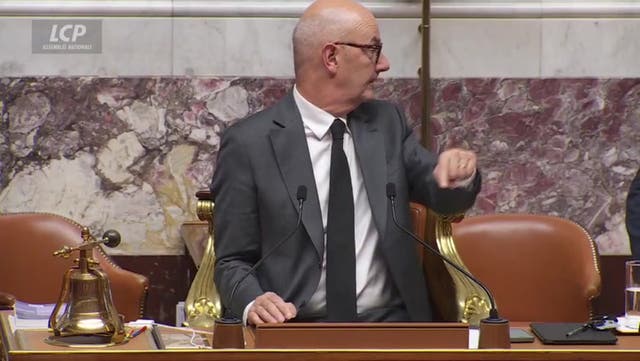 <p>France’s prime minister’s speech interrupted by parliament leak as torrential storms batter Paris.</p>