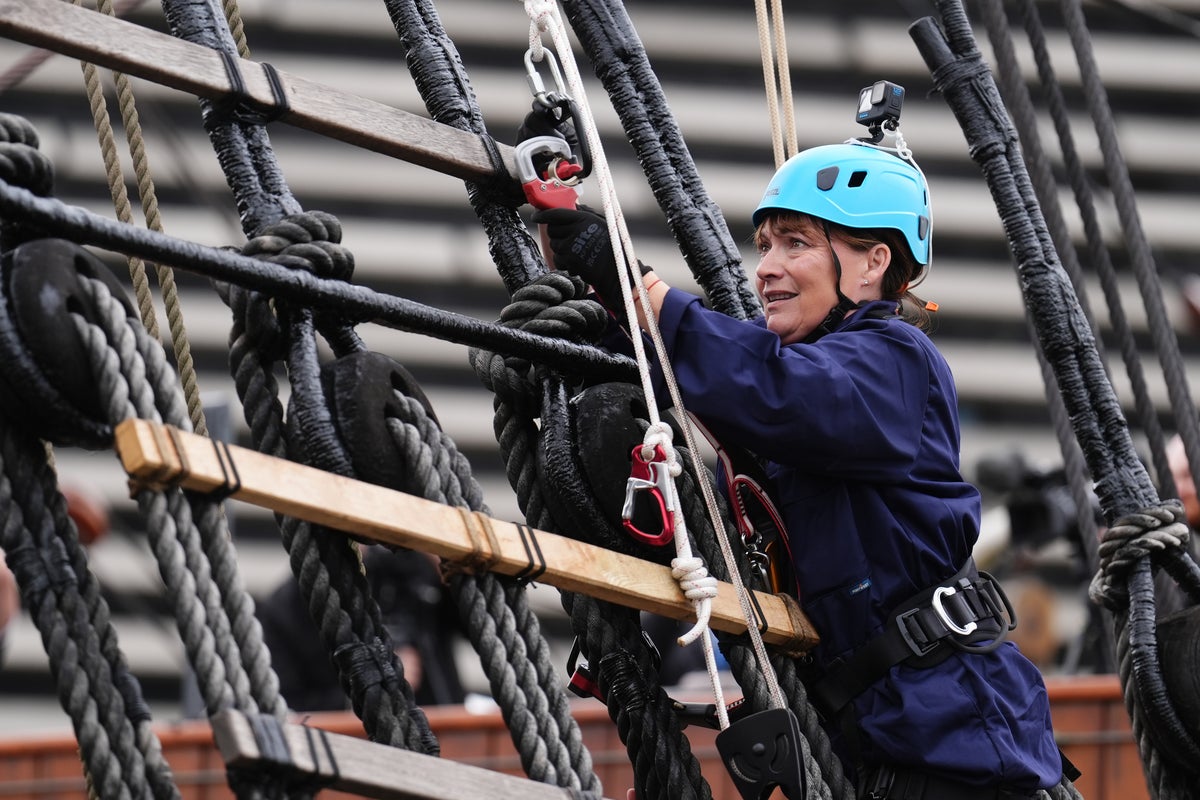 Lorraine Kelly faces fear to climb 25ft ship’s mast
