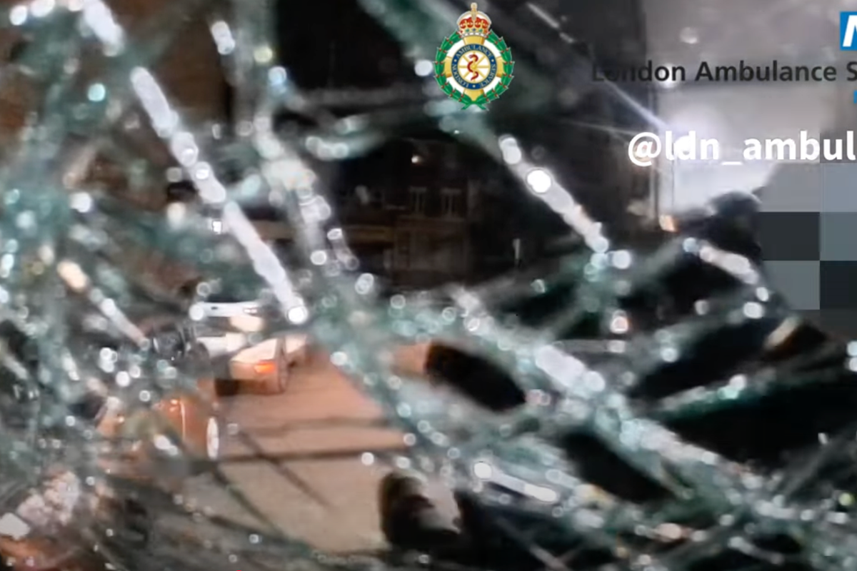 Shocking moment patient throws bricks at paramedics and attacks ambulance: ‘It was like a horror movie’