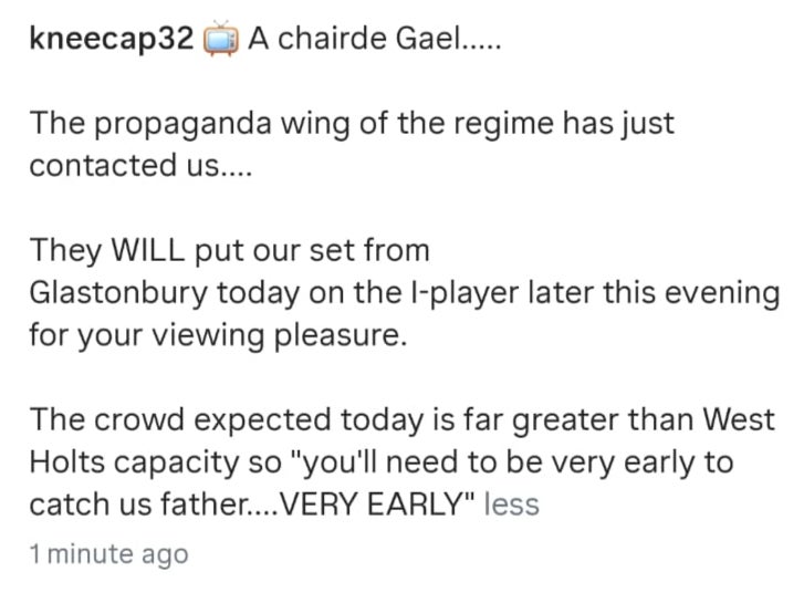 Kneecap's performance will be televised – but with a catch