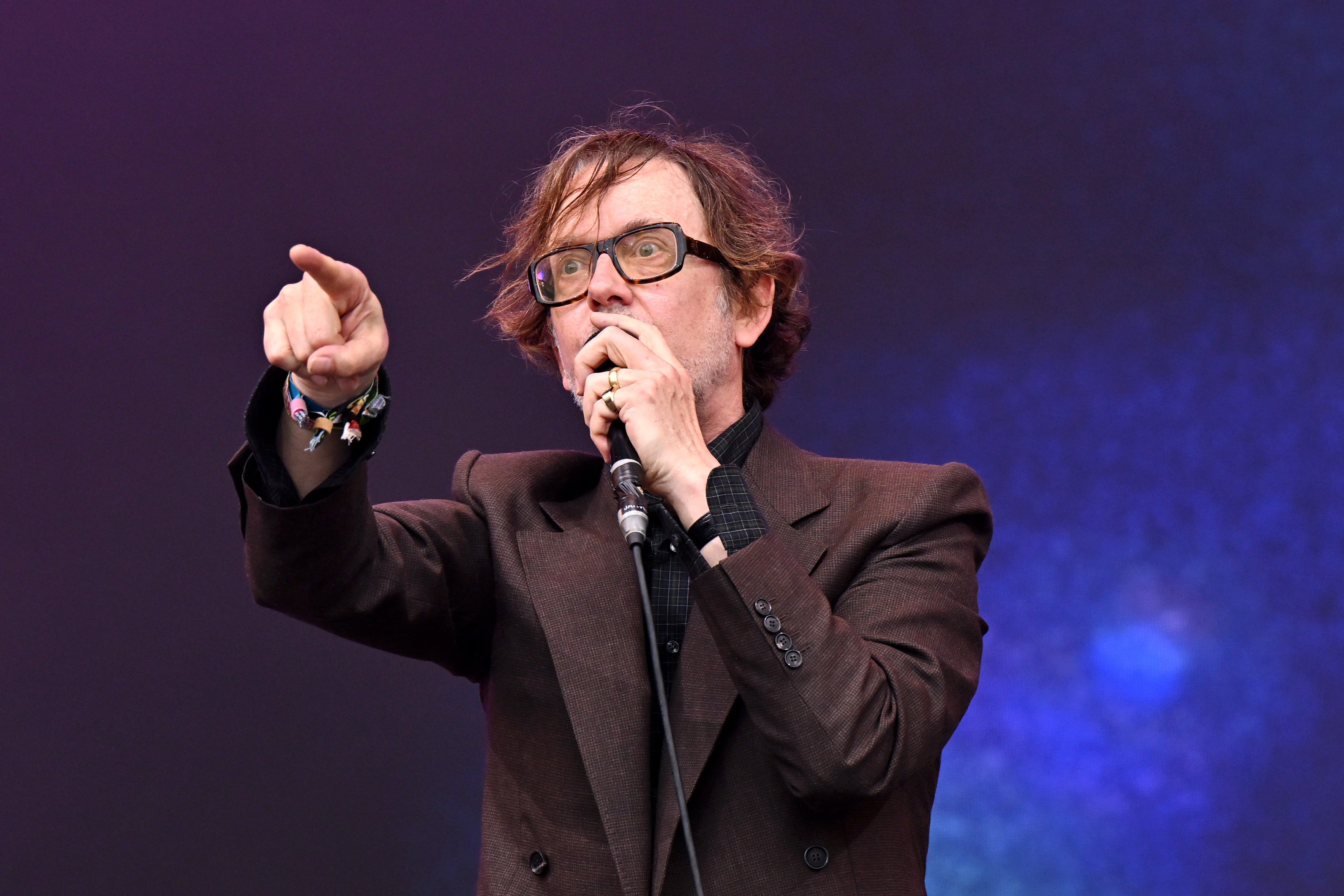 Pulp’s Jarvis Cocker during the band’s surprise set on the Pyramid Stage