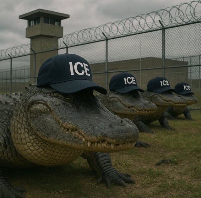 <p>The meme shared by the Department of Homeland Security, which appears to make light of the proposed migrant detention facility.</p>