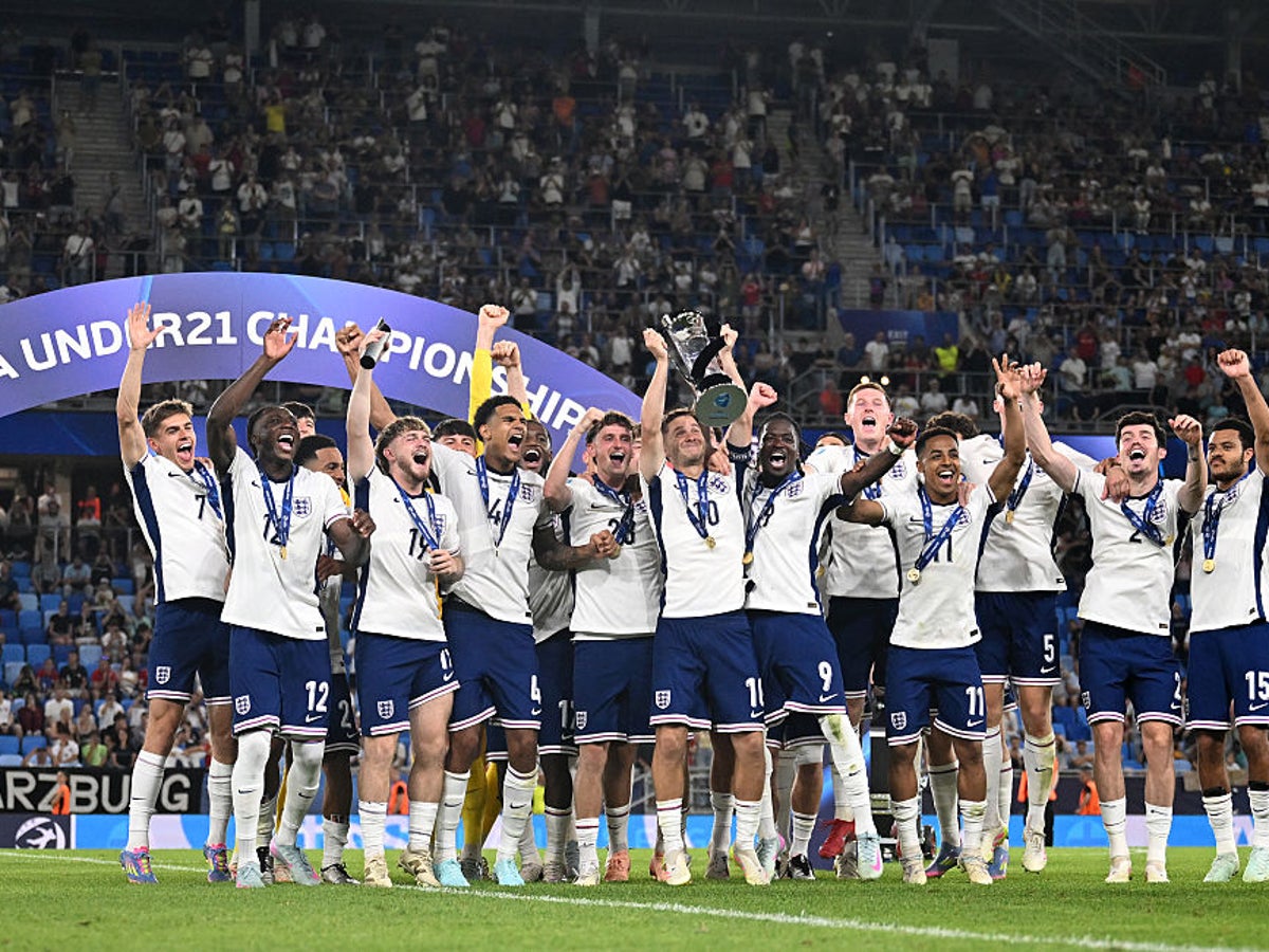 England U21 Euros Final Victory: England U21's Historic European Championship Victory 3 England U21 players celebrating their victory together