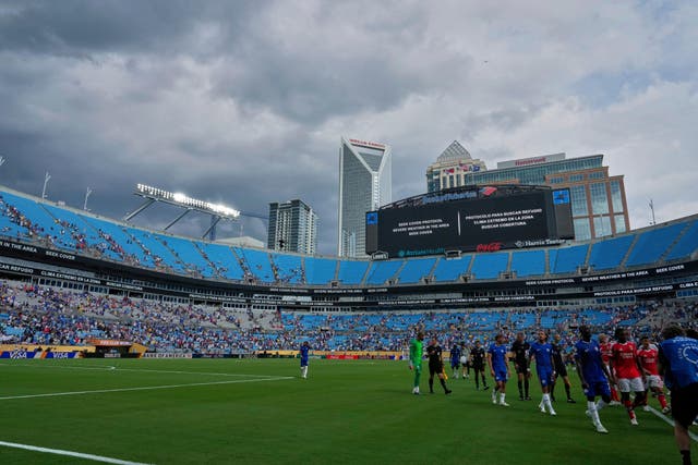 A thunderstorm forced a delay in Chelsea’s Club World Cup game against Benfica (Chris Carlson/AP)