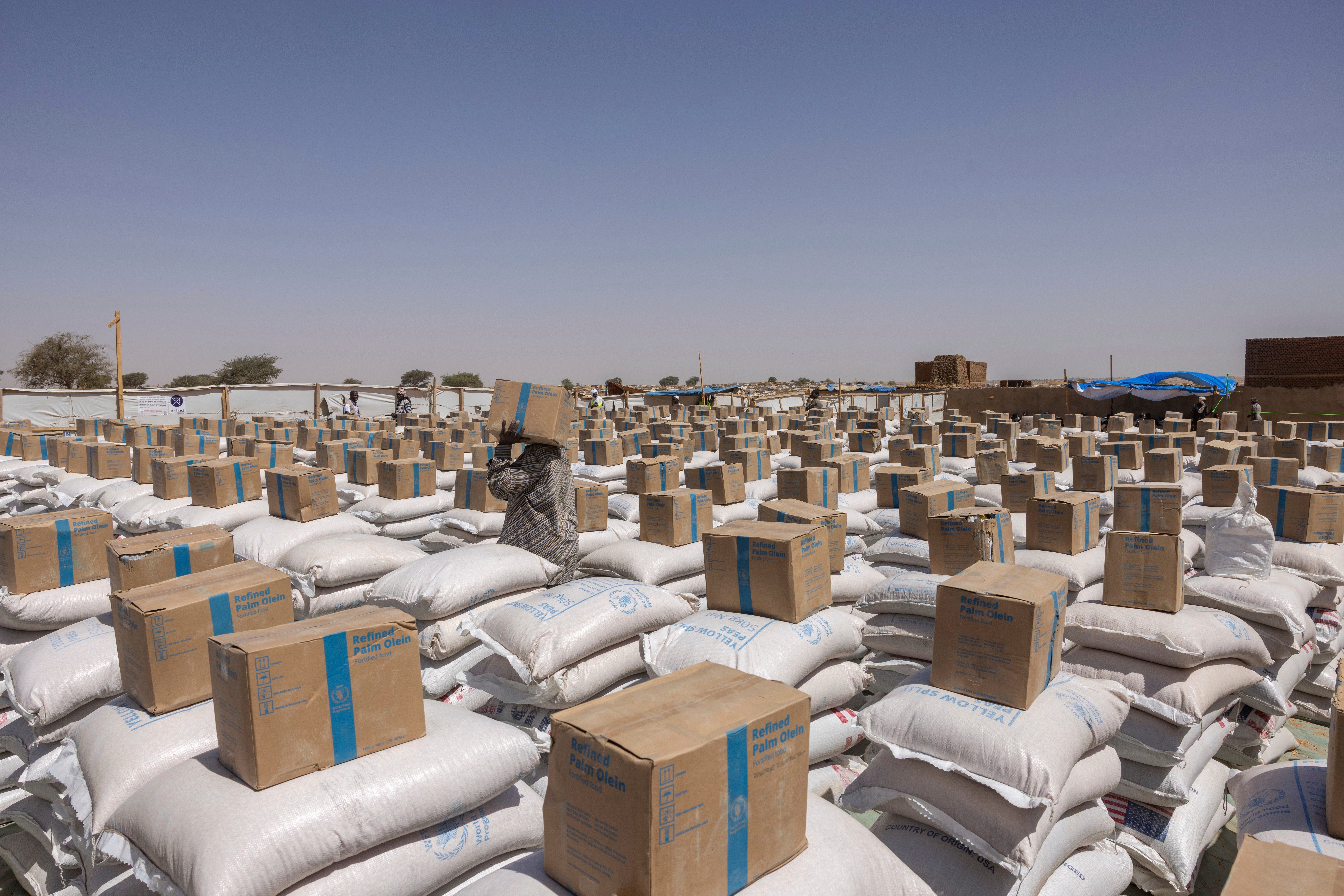 World Food Programme supplies wait for distribution in Chad