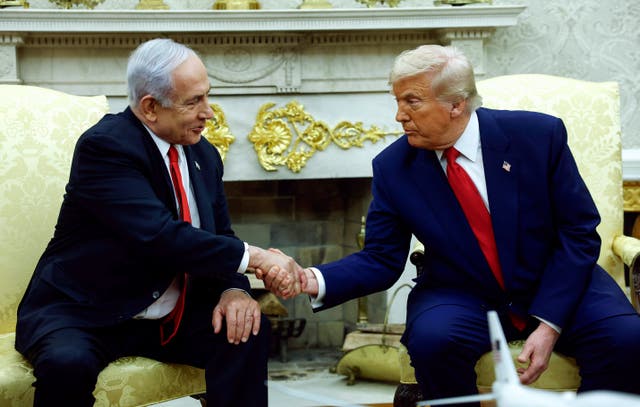 <p>Trump lashed out at Israeli prosecutors in a Truth Social post Saturday evening and said it was ‘terrible’ what was happening to ‘war hero’ Netanyahu</p>