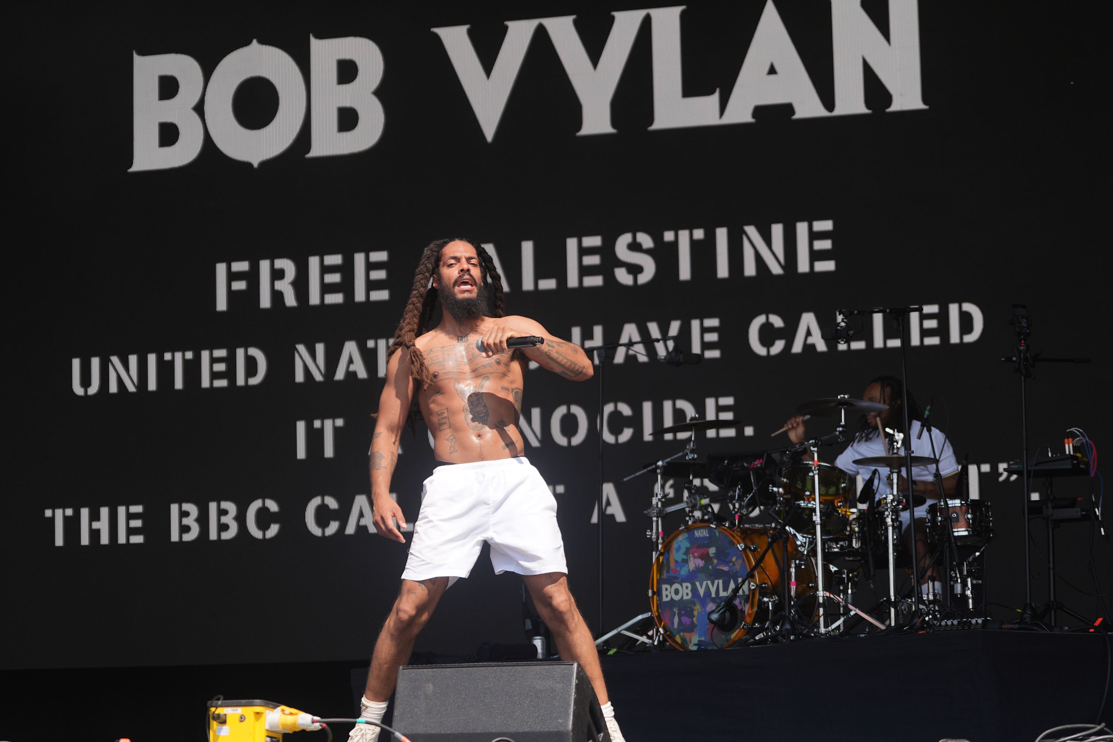 Bob Vylan performing at Glastonbury (Yui Mok/PA)