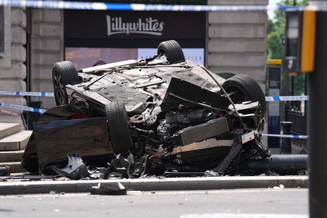 The BMW crashed in the early hours of Sunday (Lucy North/PA)